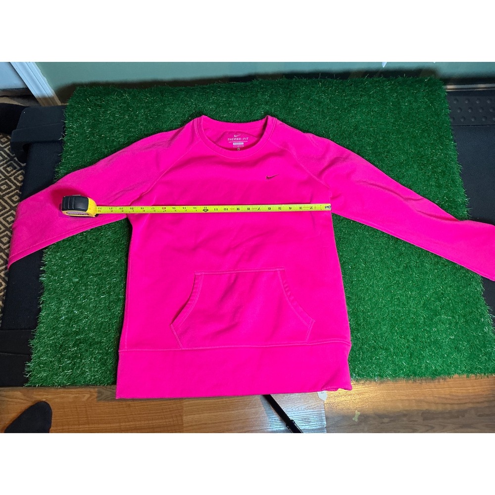 Nike Therma-FIT Womens Hot Pink Crewneck Sweatshirt Fleece Pouch Pocket Large